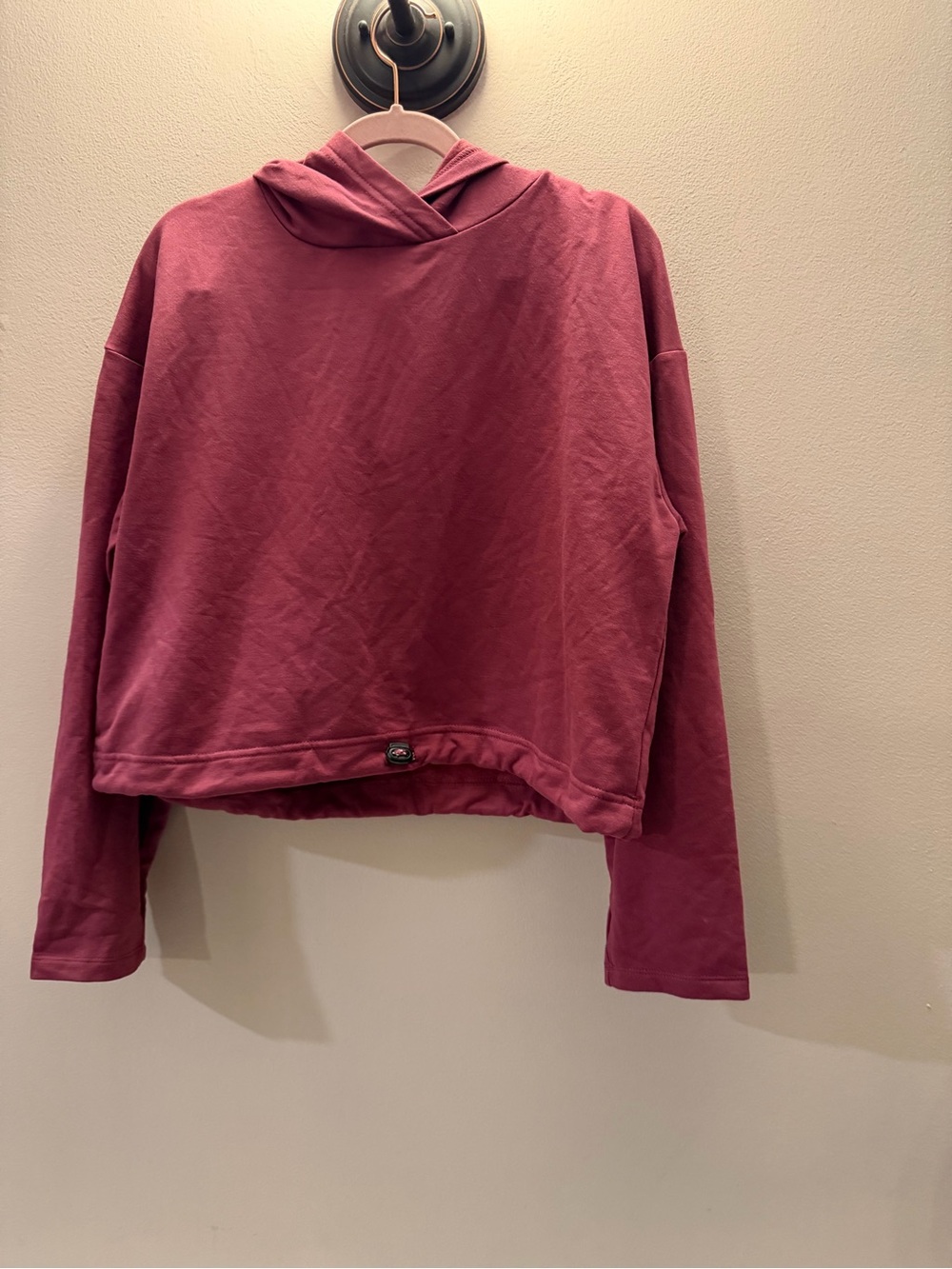 Adrienne Vittadini Sport Burgundy Cropped Hoodie Sweatshirt Large